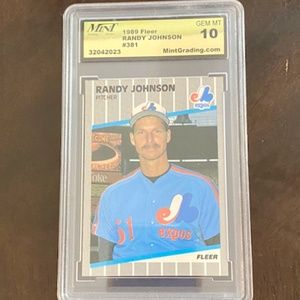 1989 FLEER GLOSSY RANDY JOHNSON  #381 ROOKIE AD COMPLETELY BLACKOUT OUT